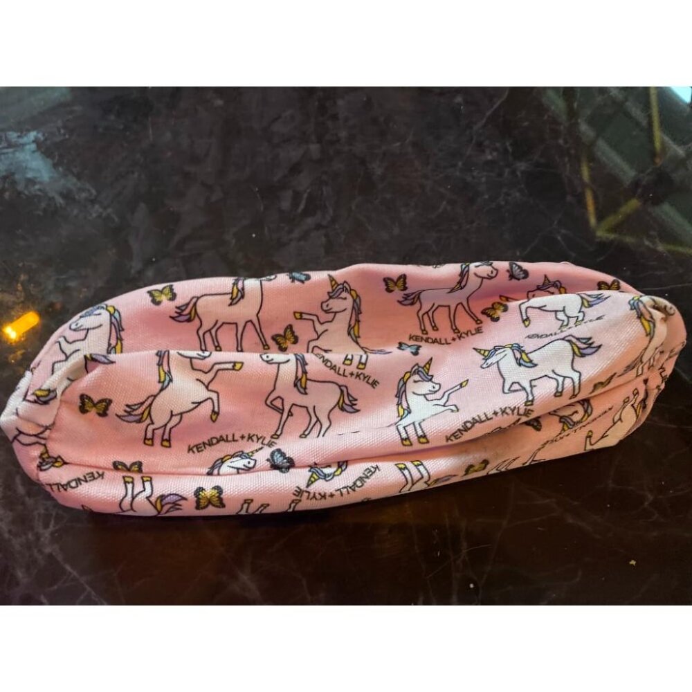 Kendall + Kylie Pink Unicorn Zipper Pouch Cosmetic Bag & 2 KYLIE Lip Gloss